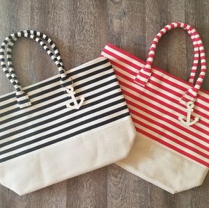 Navy Striped Tote Bag